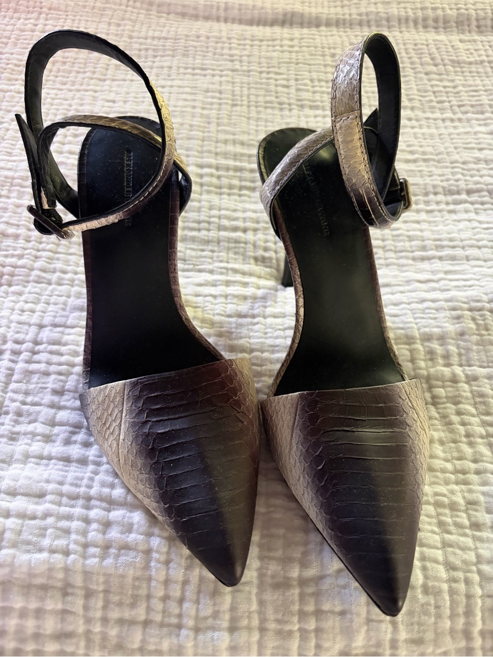 Alexander Wang snakeskin Pointed-Toe Ankle Strap Heels